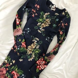 Missguided Floral Lace-Up-Back Dress